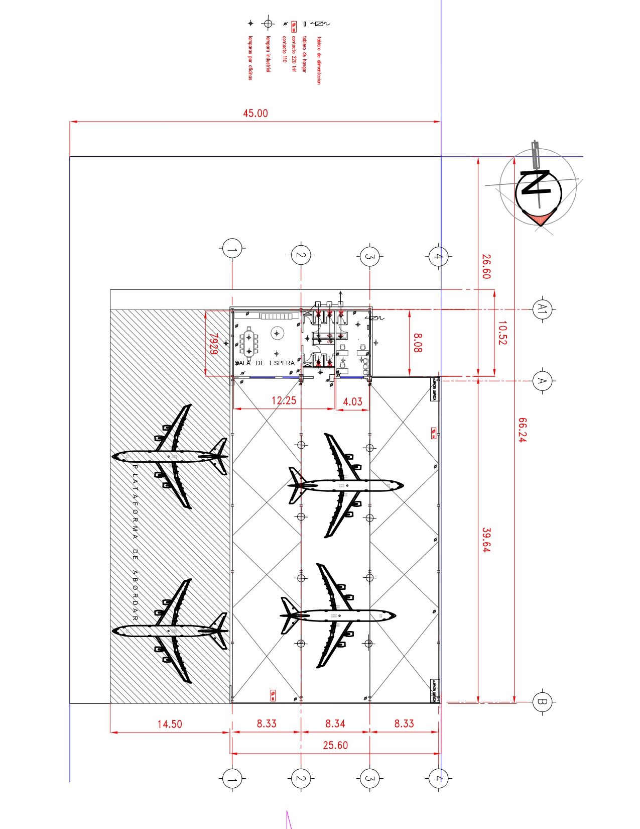 Servicio de estudios fotométricos para hangar con alumbrado eléctrico